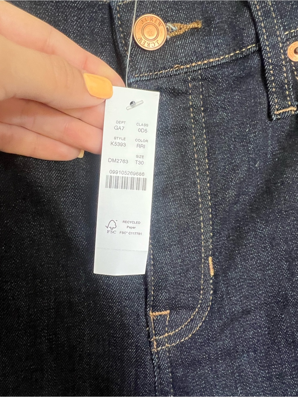 J. Crew Tall Mid-Rise Vintage Slim Straight Jean in Dark Wash, Size 30T - Picture 5 of 8